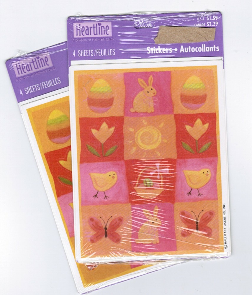 2 PACKS Bright Color EASTER Bunny Egg Sunshine Scrapbook Stickers! 8 Sheets