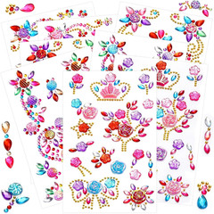 8 Sheets Colorful Gem Stickers Jewels for Crafts, Acrylic Glitter Self Adhesive