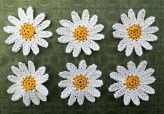 Crochet Flower Small Daisy Applique Embellishment Yellow White 6 Pcs