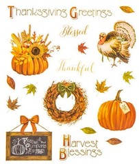 2 Sheets Thanksgiving Fall Stickers Papercraft Planner Supply Harvest Turkey