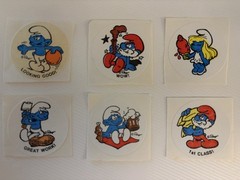 vintage Stickers Scratch N Sniff SMURFS 6 1980s