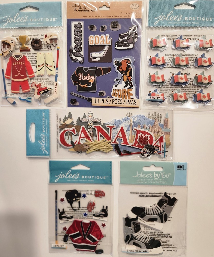 JOLEE’S BOUTIQUE K&CO Lot Of 6 Dimensional Scrapbooking Stickers ICE HOCKEY