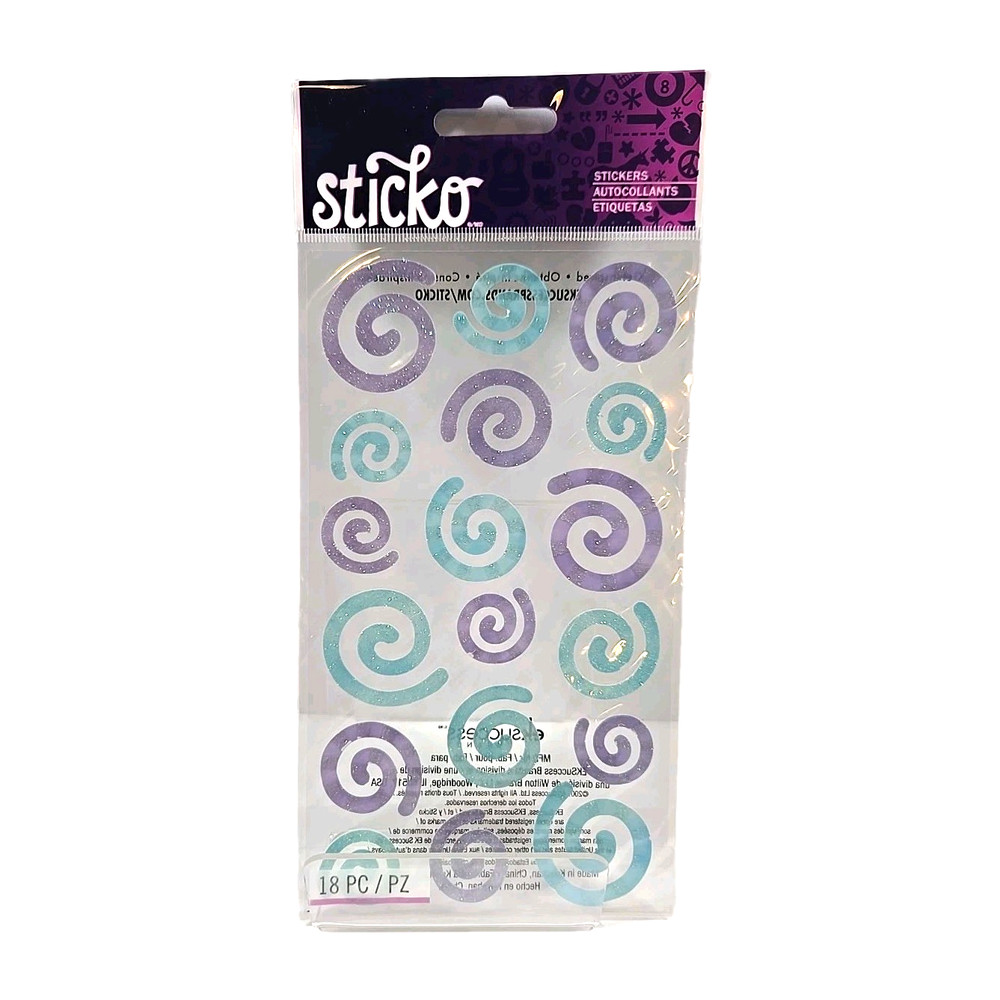 New EK Success Vellum Swirl Stickers 18 Count Purple & Blue Crafting Sticko