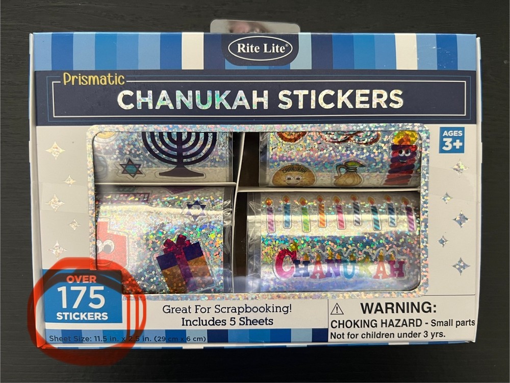 Rite Lite Chanukah Hanukkah Stickers 175+ *Prismatic* Menorahs Dreidels Candles