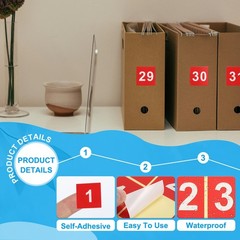 2″ Consecutive Number Stickers, 1 Set Self Adhesive Number Decals, Red
