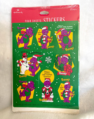 New Vintage Sealed 1993 Hallmark Barney The Dinosaur Holiday Christmas Stickers