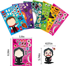 42 Sheets Halloween Stickers for Kids- Make Your Own Characters Mix and Match St