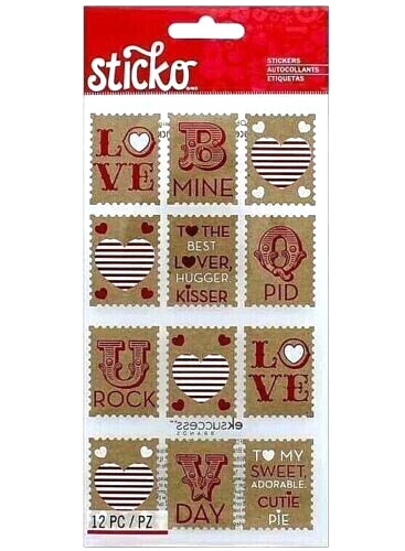 Love Stamps Valentine Valentine’s Day Hearts Sweet Adorable Best Sticko Stickers