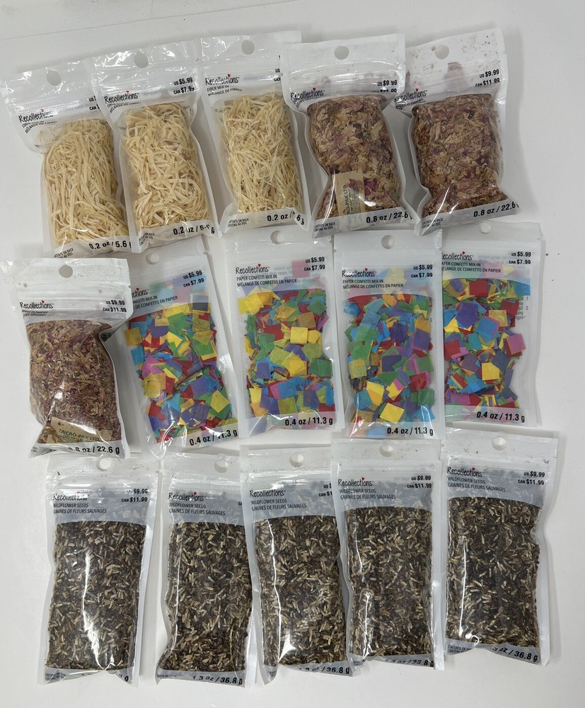 Lot Of 15 Packs Recollections Paper Making Crafting Mix-Ins Seeds Flowers Fiber