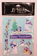 Christmas Sticker Lot Die Cut, 3-D, Glass Beaded Penguins, Snowman Snow Flake