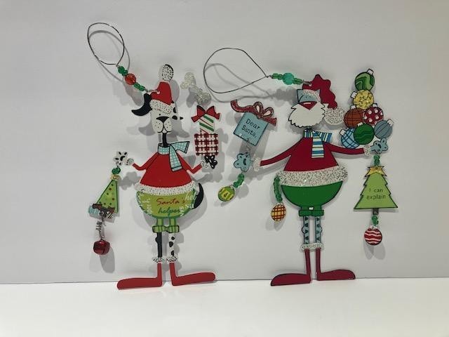Sunset Vista Designs Set of 2 Dog Metal Christmas Ornaments