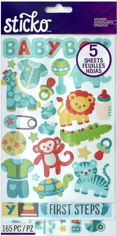 Baby Boy Mobile Pacifier Stroller Toys Clothes Bottle Sticko Flip Pack Stickers
