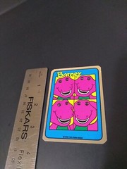 Vintage Stickers Barney Dinosaur Foil Mylar Vending Machine Sticker Reflective