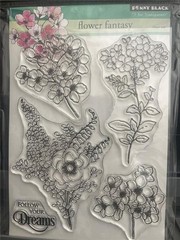 New Penny Black Rubber Stamp set FLOWER FANTASY friendship free USA ship