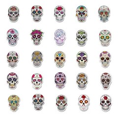 50Pc Sugar Skull Stickers Dia De Los Muertos Day of The Dead Mexican Vinyl Decal