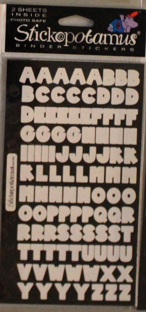 New Sticko alphabet scrapbook stickers White BLOCK 2 sheets