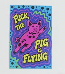 1 Custom Multicolor Profane Flying Pig Sticker Custom Art Acrylic Marker 3×2