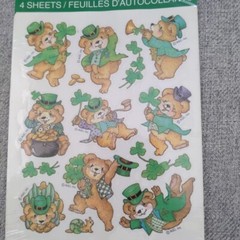 New Sealed VTG American Greetings St. Patrick’s Day Leprechaun Bear Stickers