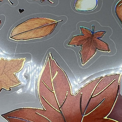 3 Sheets Autumn Orange Red Leaf Stickers Gold Foil Junk Journaling Collage
