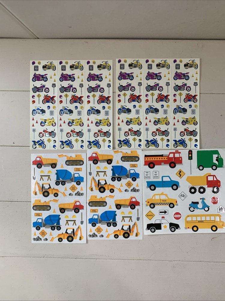 VTG Sticker Lot Mrs. Grossman‘S Transportation, Construction Motorcycles TRUCKS