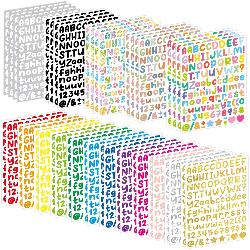 44 Sheets Letter Stickers 0.5 Inch 4972Pcs Alphabet Stickers 1/2 Inch Small V…