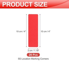 5S Location Marking Corner, (4x4x1.2 Inch, Red) (24Pcs), Dash Shaped Sticker