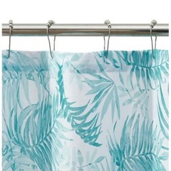 Green Printed, Ribbed Textured Shower 72″W x 72″L (Pack of 1) Palm Leaves