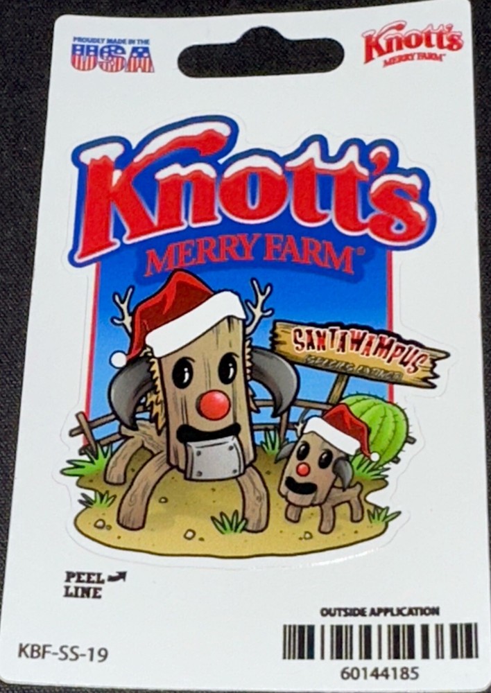 KNOTTS MERRY FARM STICKER✨🎄🐶❤️🐶🎄✨3 1/4” X 2 1/2”✨GLOSSY✨SANTA WAMPUS🎅🏻💫