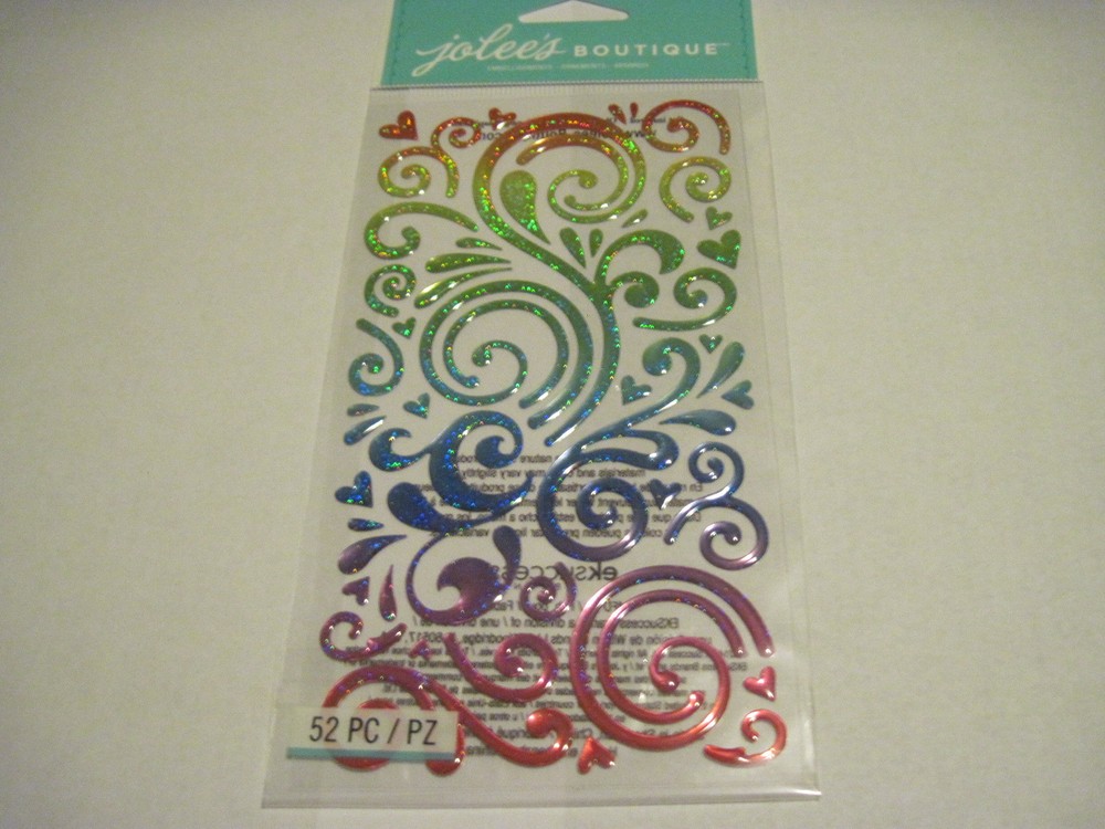 Crafts Stickers Jolee’s Rainbow Swirls Bright Puffy Epoxy Colorful