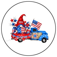 30 JULY 4TH TRUCK GNOME ENVELOPE SEALS LABELS STICKERS PARTY FAVORS 1.5″