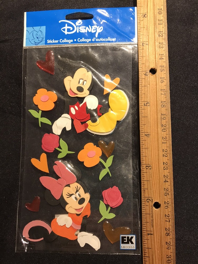 Disney MICKEY & MINNIE MOUSE in Love 3-D stickers magic kingdom 2004 NOS NIP