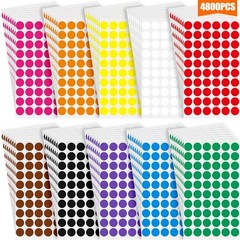 4800 Pieces 1/2 Inch Round Color Circle Dot Sticker Labels 10 Assorted Colors…