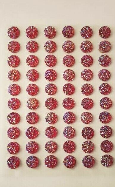 CraftbuddyUS CB042R 60pc 10mm Self Adhesive AB Red/Cerise Diamante Moon Rock Gem