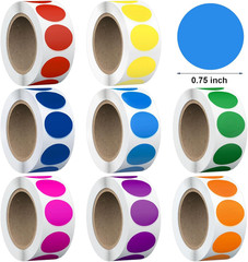4000 Pcs 3/4 Inch Colored Dot Stickers for Toddlers, 8 Rolls Round Color Coding