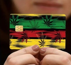 VIBRANT 420 Themed Rasta Pot Leaf Credit/Debit Card Skin/Sticker 4pk