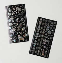 Korean Traditional Najeon Mother Of Pearl Style Sticker 4 Sheets Deco