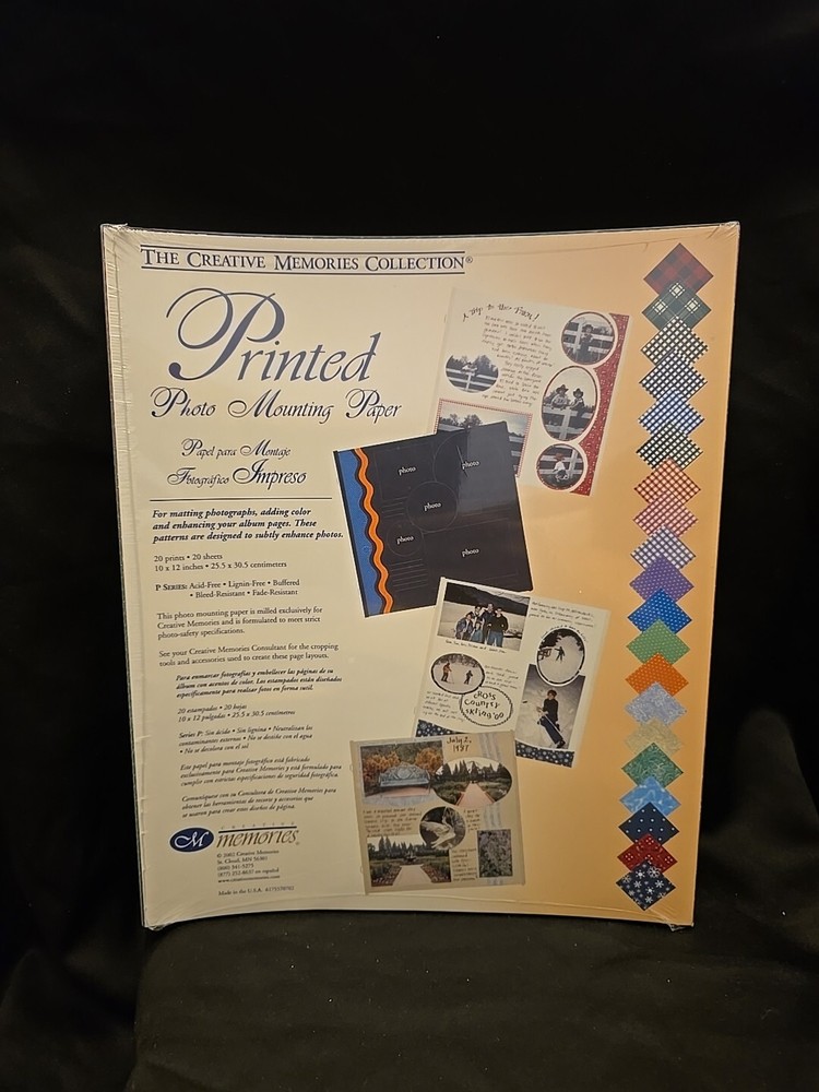 New Creative Memories Printed Photo Mounting Paper 20 Prints 20 Sheets 10×12