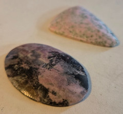 LOT 2 stone cabochons roughly 2×1.5 inches each pink hues