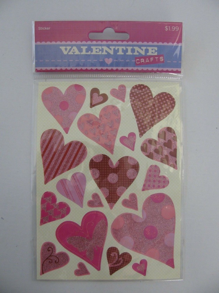Hobby Lobby DESIGNER GLITTER HEARTS Stickers 20 Pieces NIP