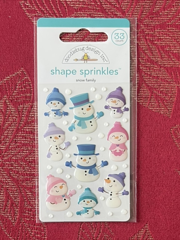 YOU CHOOSE – WINTER BLUE CHRISTMAS SHAPE SPRINKLES DOODLEBUG PUFFY STICKERS