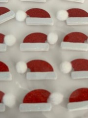 CHRISTMAS PAPER CRAFTS SANTA HATS GLITTER SANTA HATS WITH COTTON BALL 18PCS