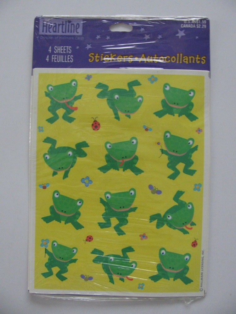 Hallmark Heartline Stickers FROGS, Ladybugs, Bees 4 Sheets NIP