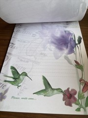 NWT Rare Vintage Creative Stationary Notebook Hummingbird Orchid Map 8.5×11
