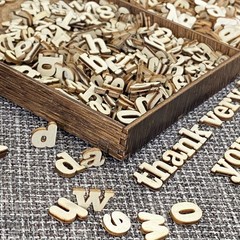 740 Pieces Half Inch Mini Blank Wood Lowercase, Lowercase (H)0.3-0.5 in