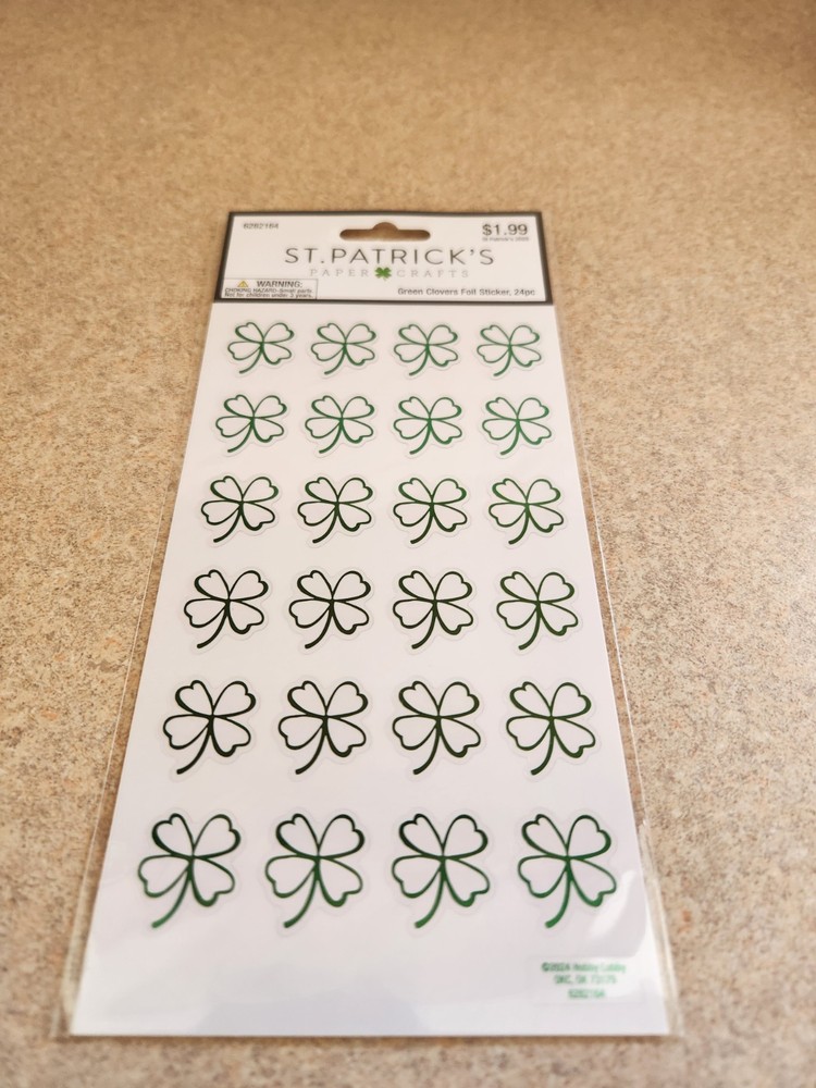 Hobby Lobby/St. Patrick’s Day Crafts~Green Clovers Foil Stickers