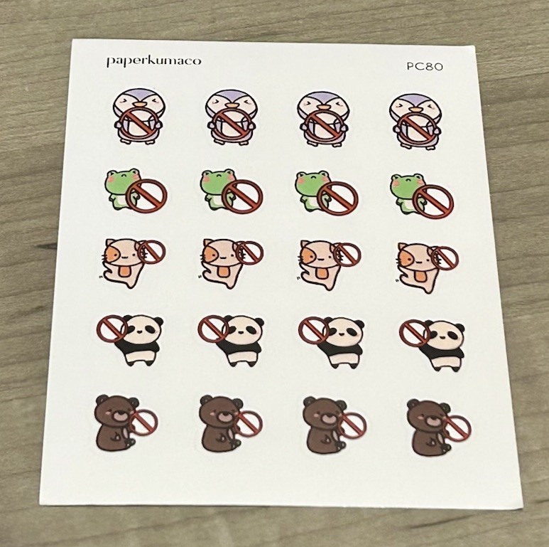 NEW PaperKumaCo Cancel Critters Sticker Sheet Paper Kuma Co PKC Stickers