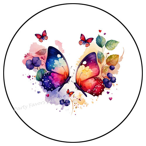 BUTTERFLIES COLOR SPLASH ENVELOPE SEALS LABELS STICKERS PARTY FAVORS