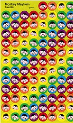 3 sheets MINI Funny Monkey Mayhem FACES Scrapbook Stickers! 300 Stickers!
