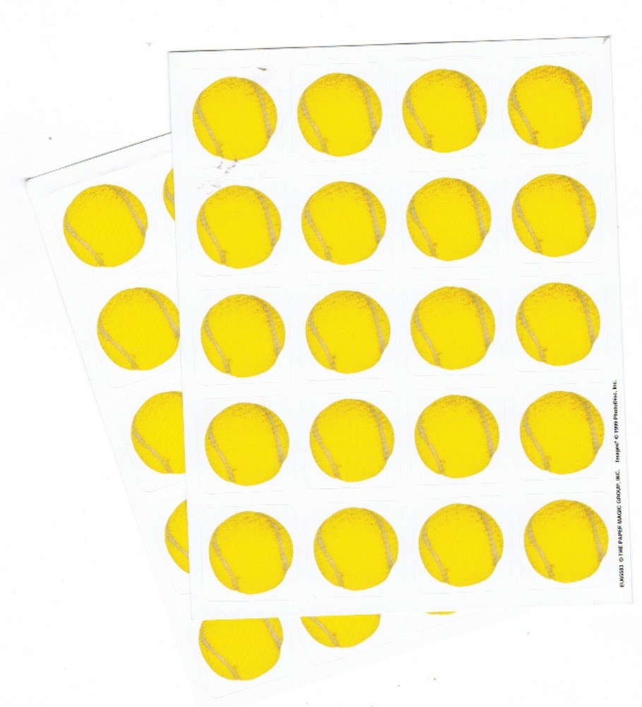 Vintage TENNIS BALL Stickers! 1999 Sports 2 Sheets Paper Magic Group