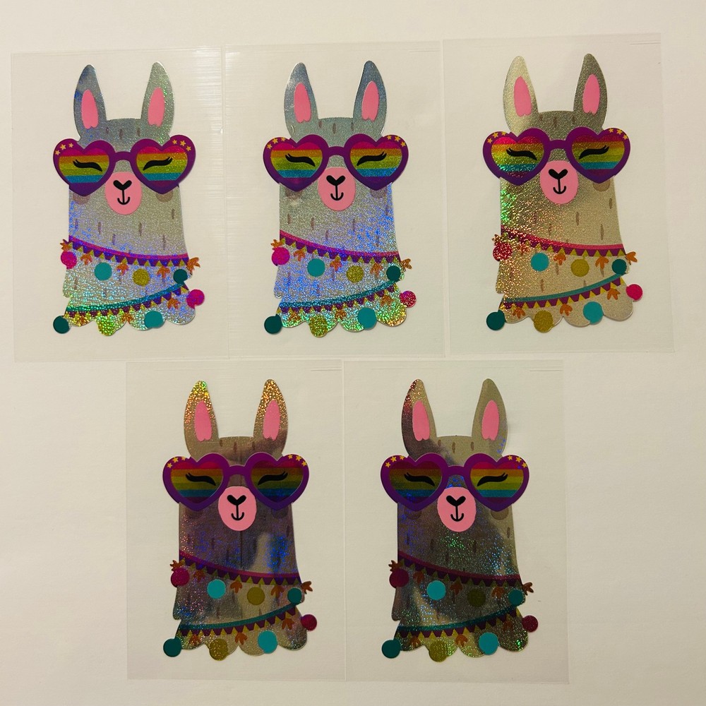 RETRO Y2K Cup Drink Mug Decal Stickers LLAMAS with Sunglasses 5 pack